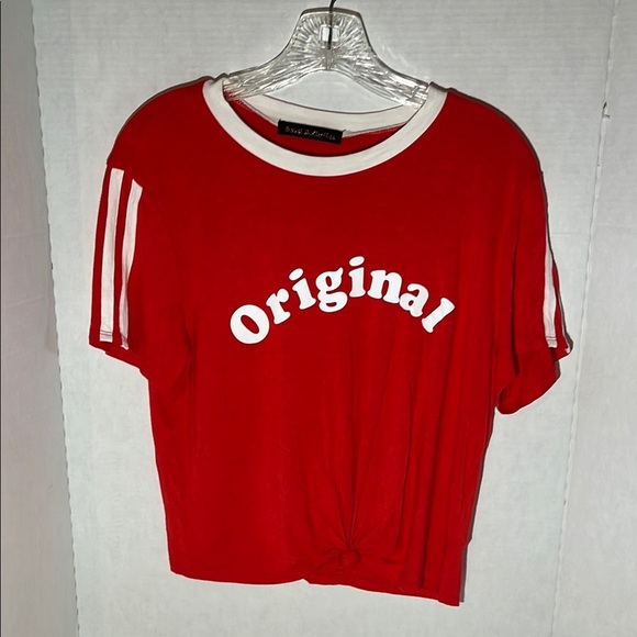 Red Crop Tee with White Accents - Picture 1 of 4